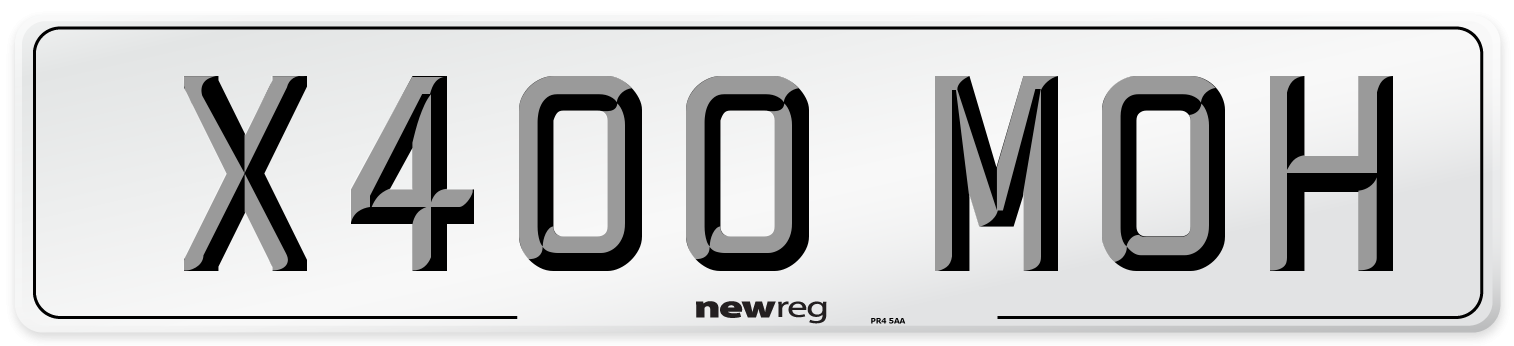 X400 MOH Number Plate from New Reg